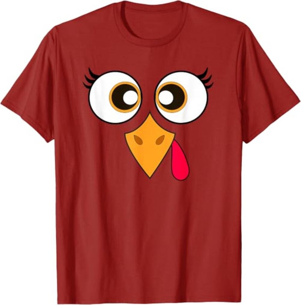 Cute Thanksgiving Turkey Face Women Girls Turkey Day T-Shirt